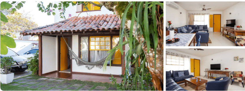 Fachada de casa com rede de Casas com piscina para alugar em Búzios